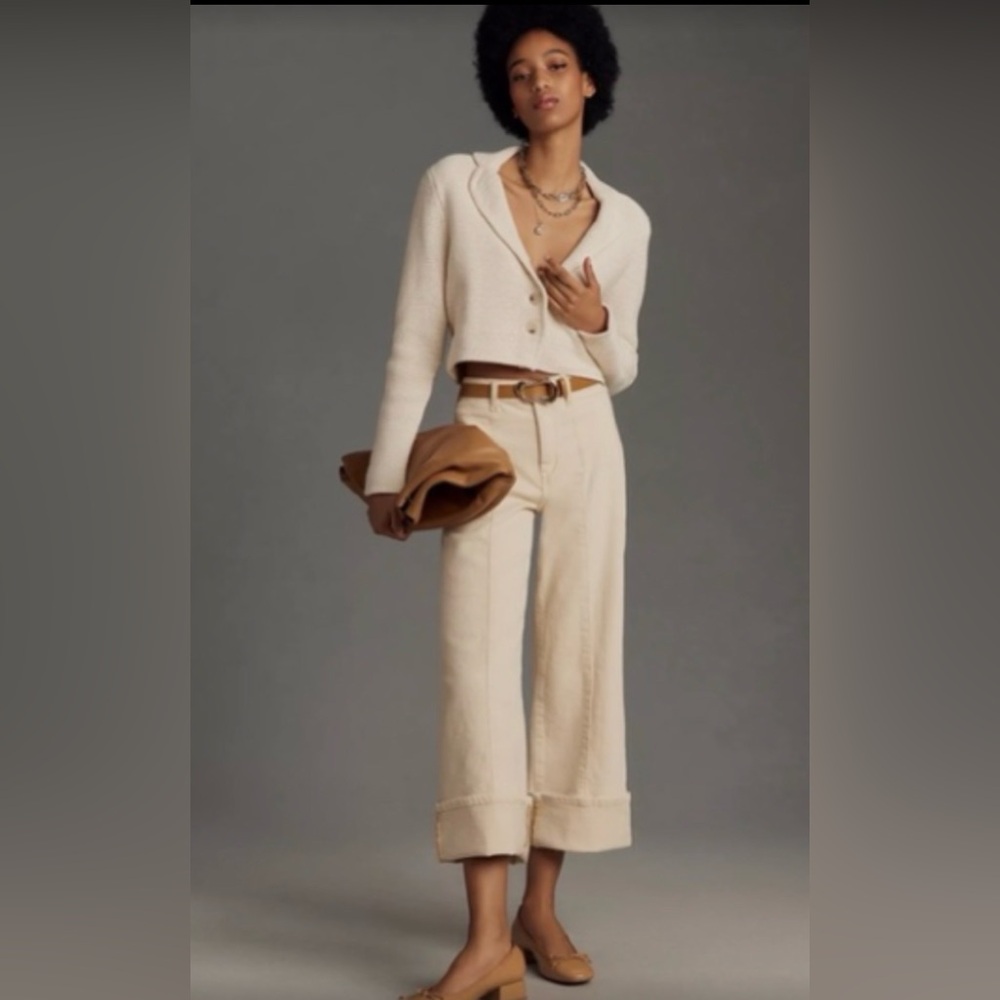 Pilcro Cream Wide-Leg Pants NWT